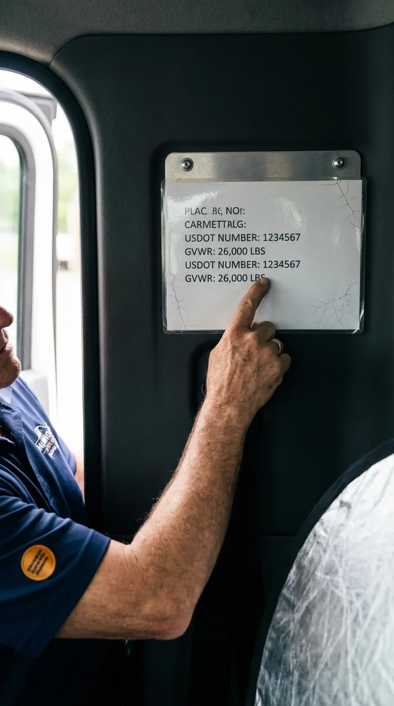 USDOT licensing placard verification in Blue Earth